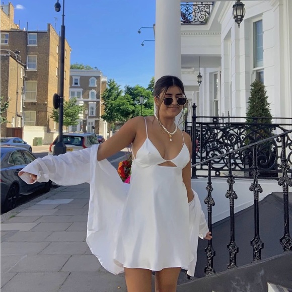 Zara nwt blogger favorite white satin effect party coctail wedding dress - Picture 4 of 13